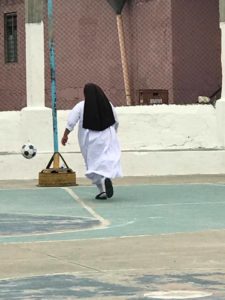 nun playing football
