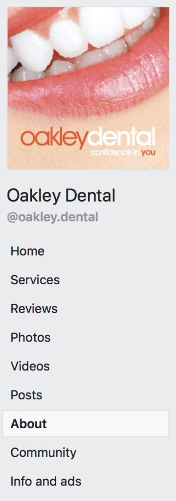 create dental facebook page