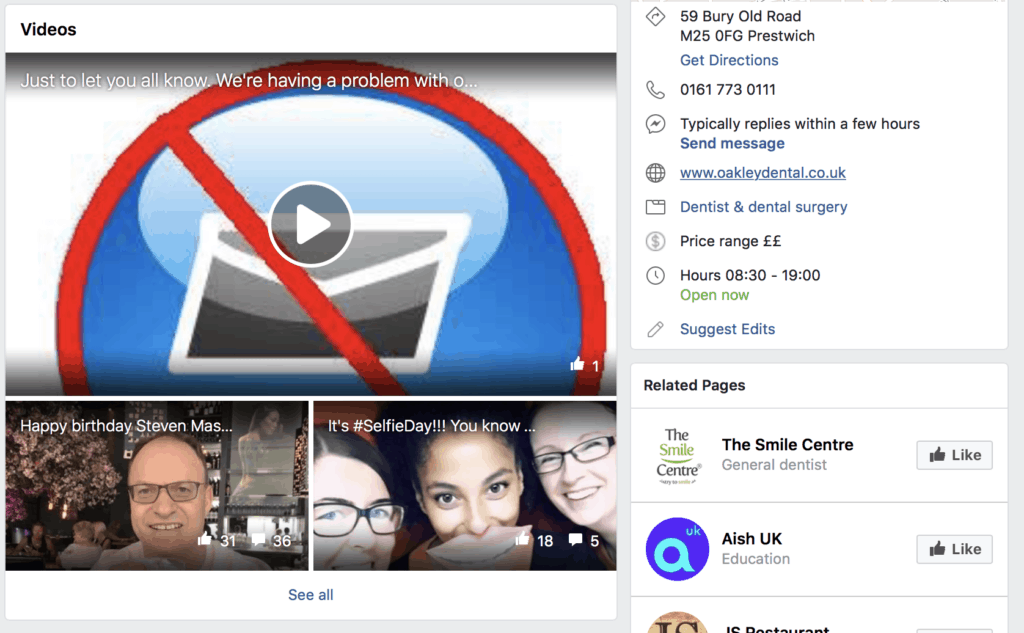 create dental facebook page