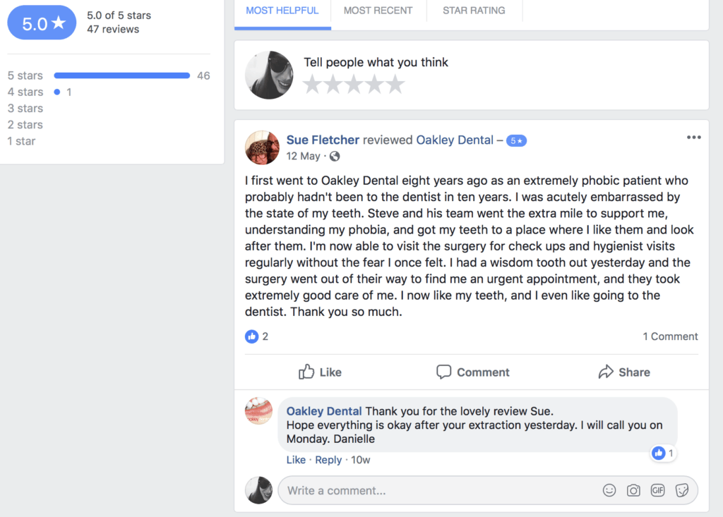 create dental facebook page