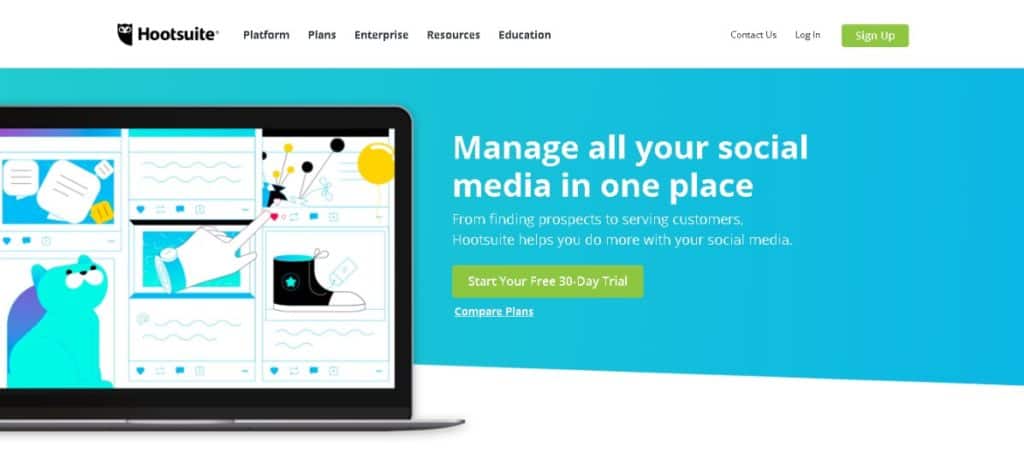 Social media marketing tips - Hootsuite page