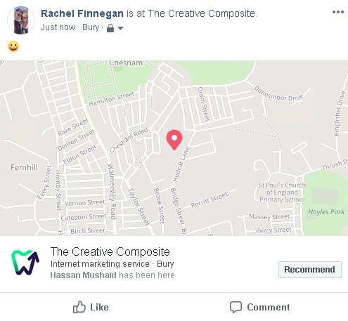 Facebook check-in example