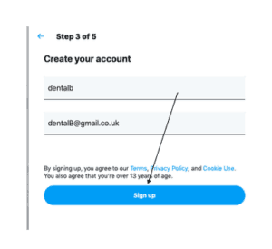 putting information to create account 